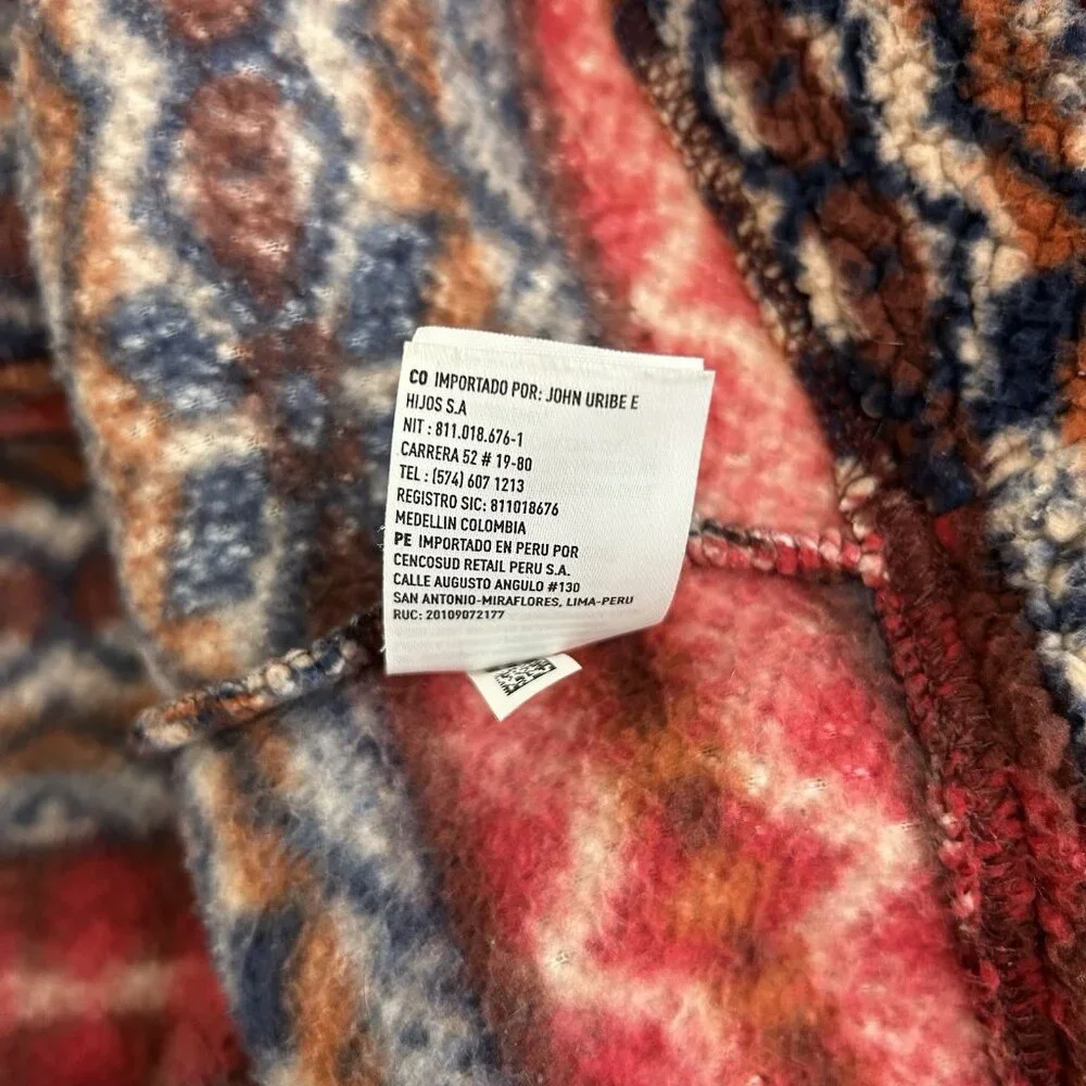 American Eagle Sweater Womens S Red Aztec Plush Sherpa Fleece‎ 1/4 Zip Pullover